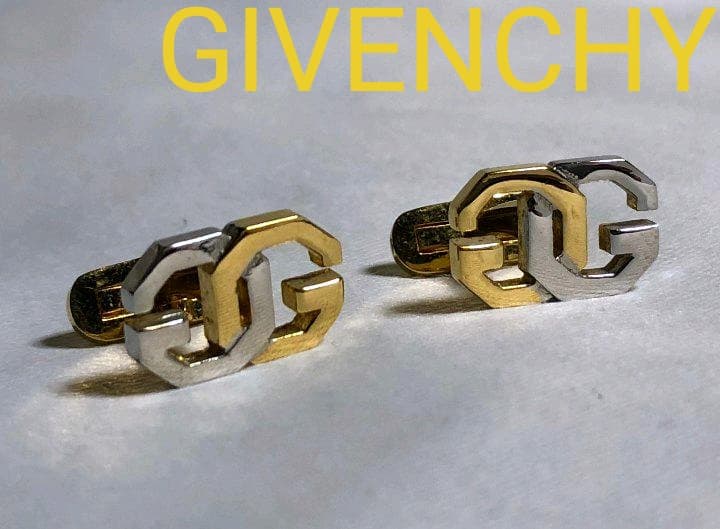 正規良 激レア ジバンシィ GGロゴコンビカラー カフス 金×銀 ダブルGボタン