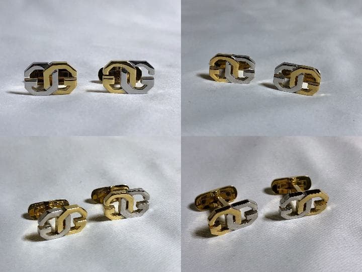 正規良 激レア ジバンシィ GGロゴコンビカラー カフス 金×銀 ダブルGボタン