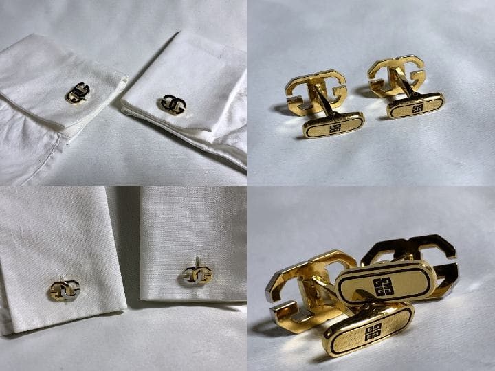 正規良 激レア ジバンシィ GGロゴコンビカラー カフス 金×銀 ダブルGボタン