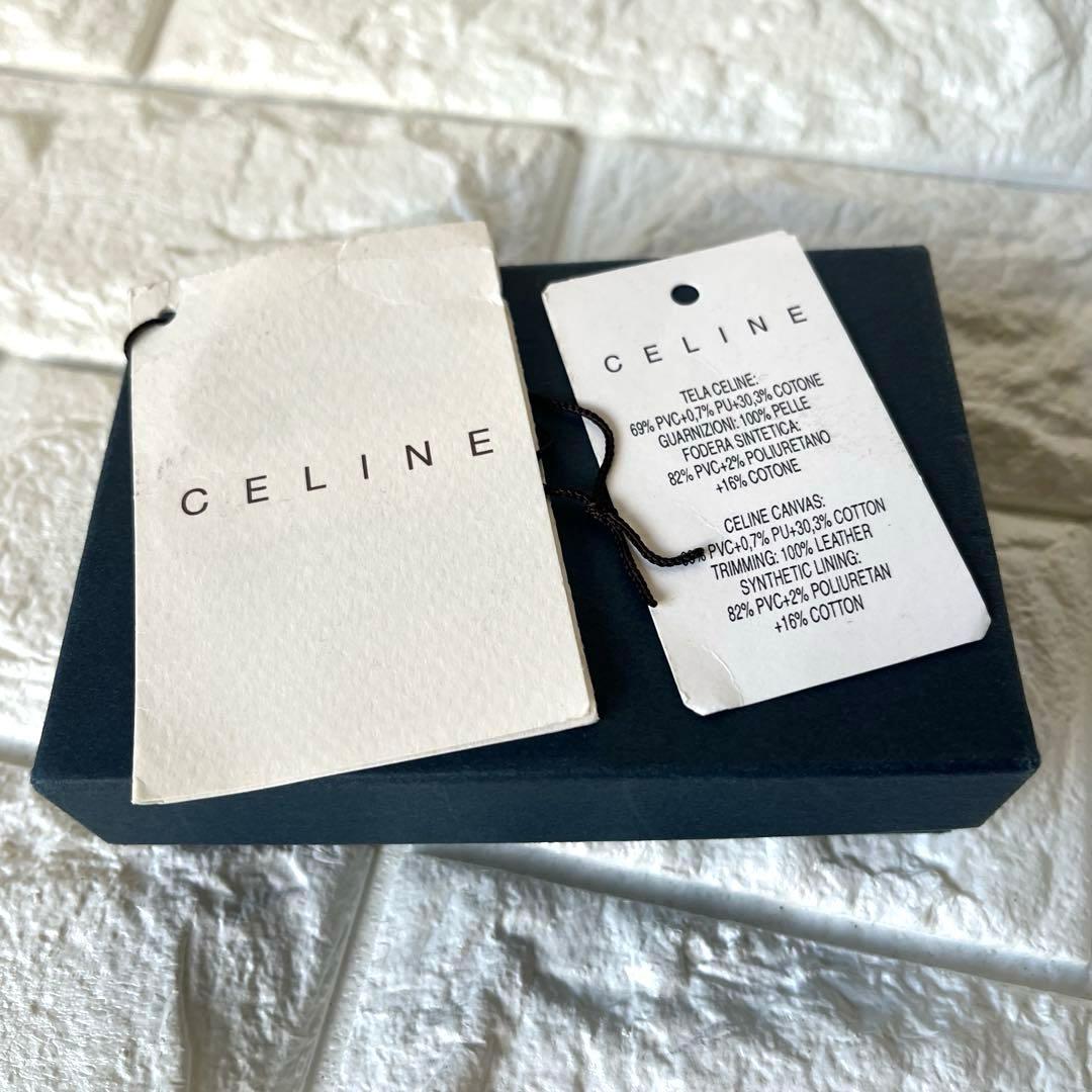 美品 セリーヌ CELINE ミニ ポーチ マカダム トリンオフ 黒 マカダム