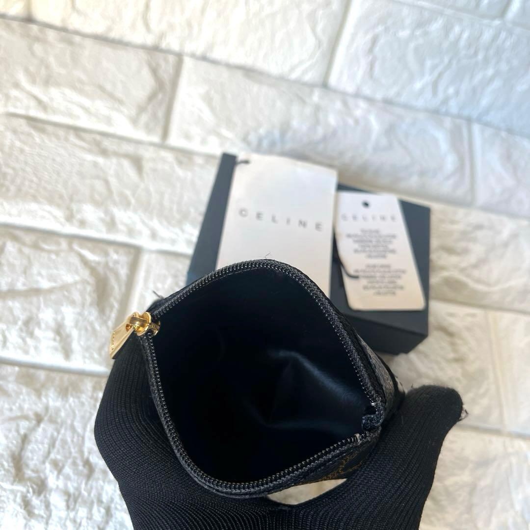 美品 セリーヌ CELINE ミニ ポーチ マカダム トリンオフ 黒 マカダム