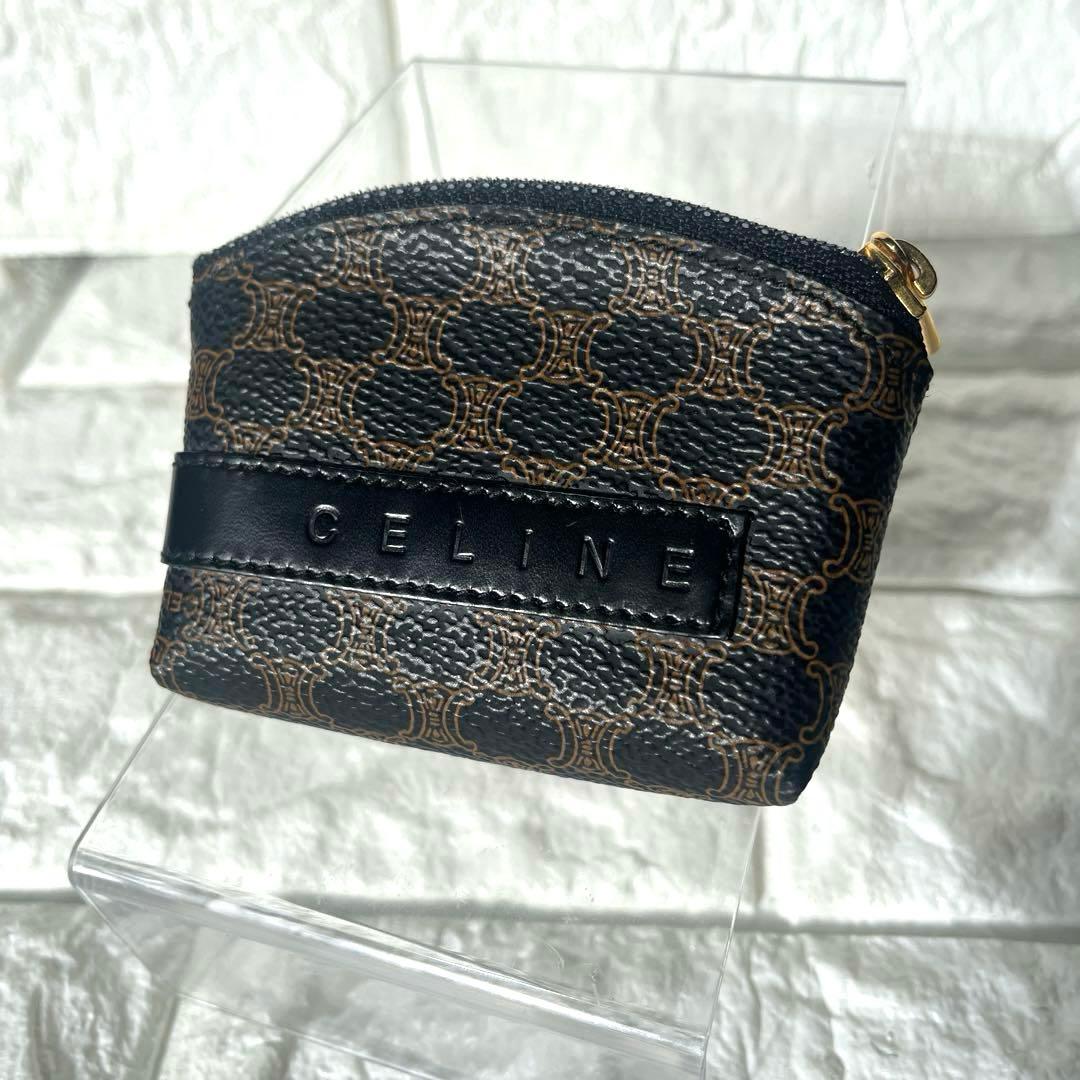 美品 セリーヌ CELINE ミニ ポーチ マカダム トリンオフ 黒 マカダム