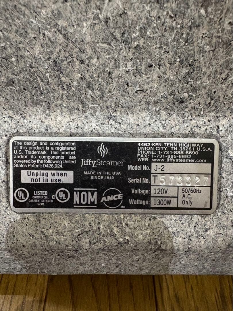 Jiffy Steamer J-2 衣類スチーマー