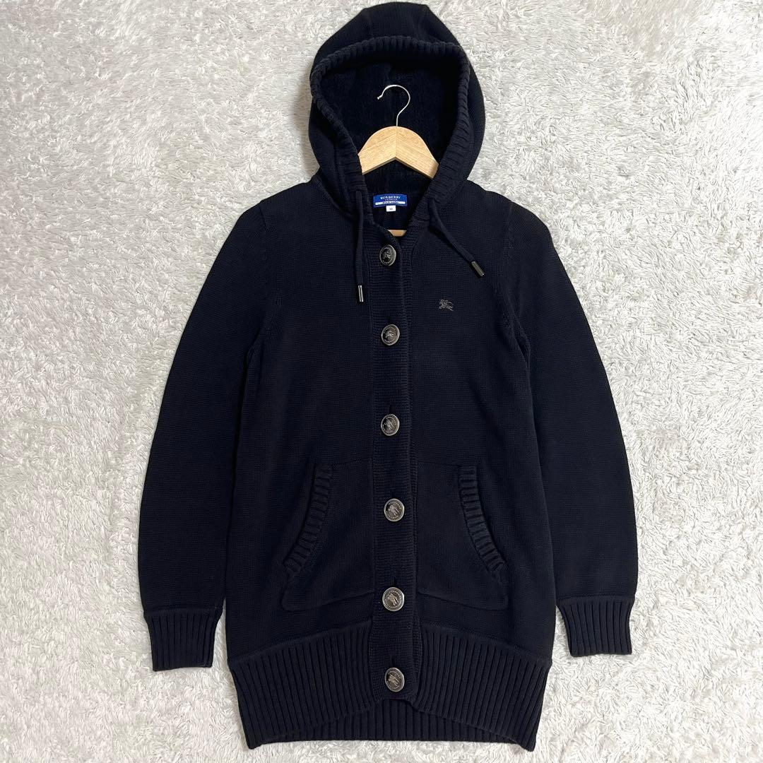 超希少✨バーバリー BURBERRY カーディガン メタルボタン 黒 38 ロゴ