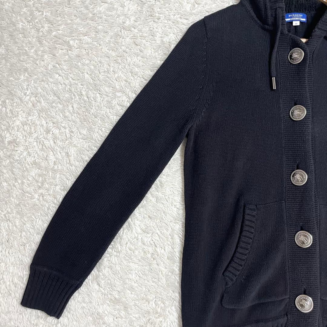超希少✨バーバリー BURBERRY カーディガン メタルボタン 黒 38 ロゴ