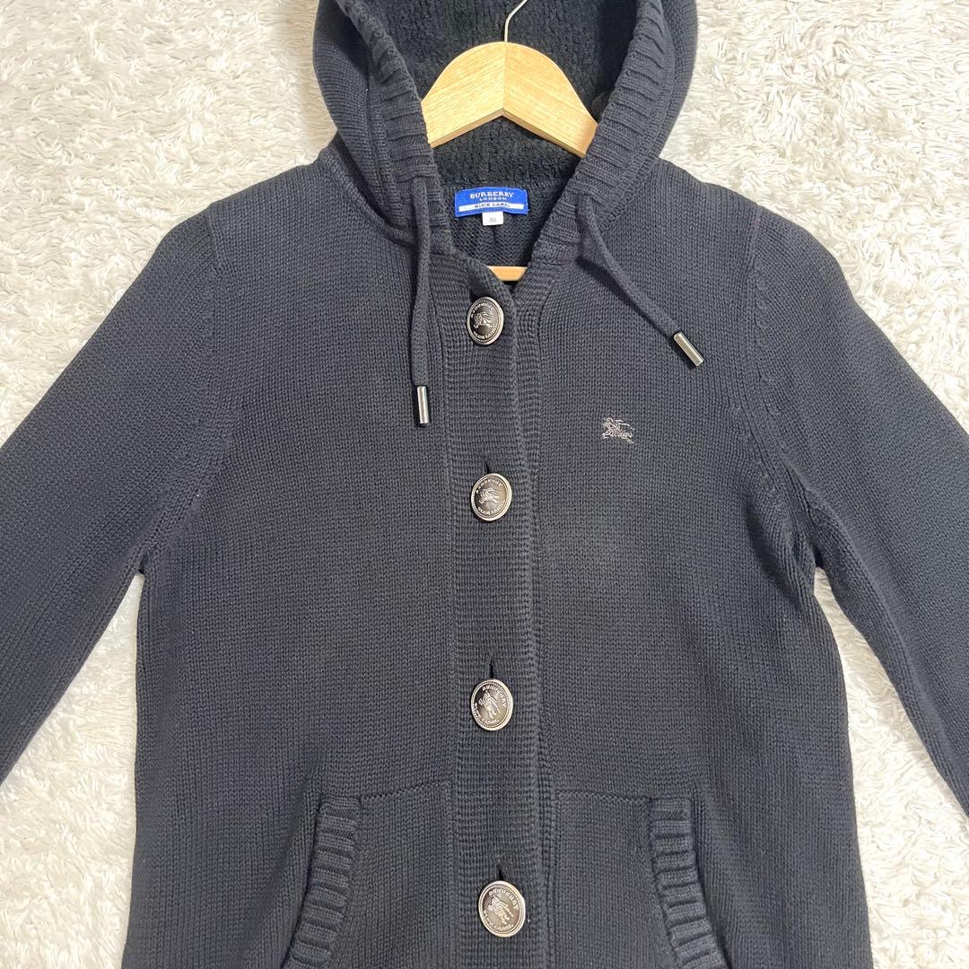 超希少✨バーバリー BURBERRY カーディガン メタルボタン 黒 38 ロゴ