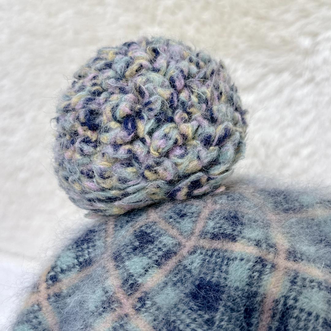 Vivienne Westwood ポンポン グリーンチェック ベレー帽 オーブ