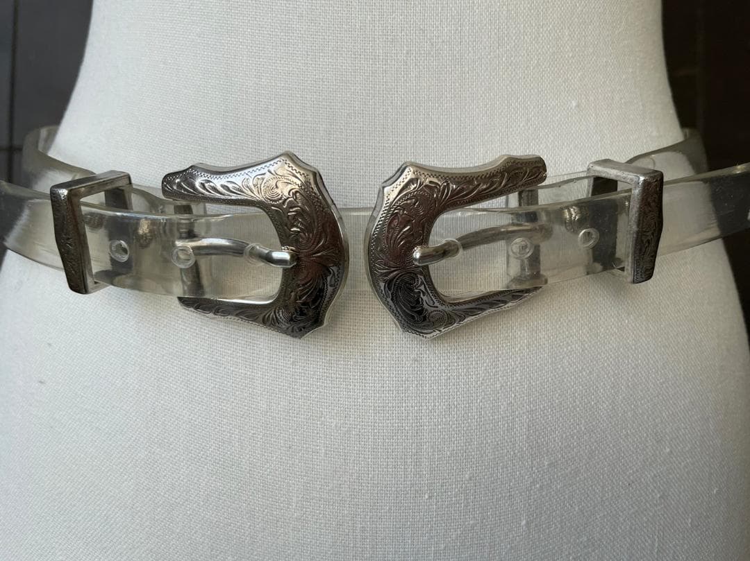 TOGA PULLA ベルト サイズ不明 クリア×シルバー金具