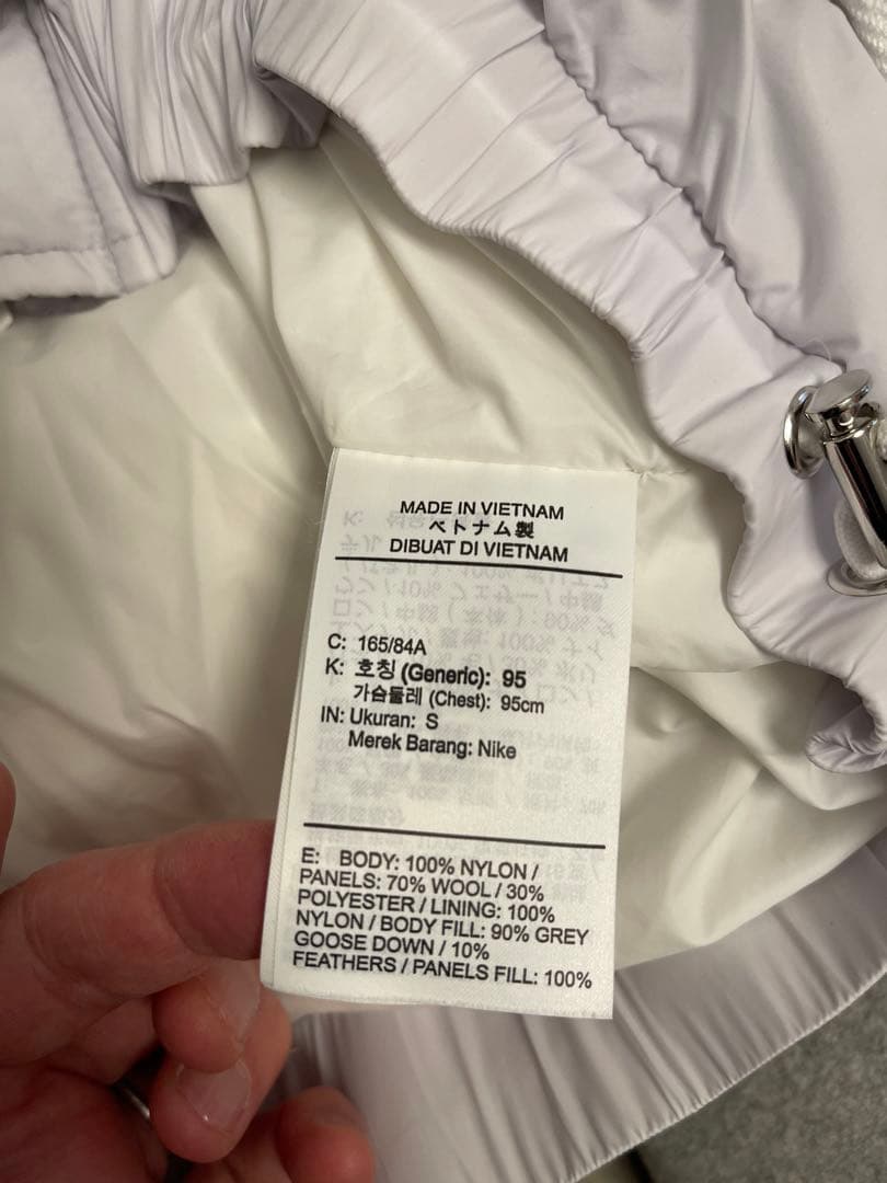 sacai NIKE ダウンジャケット 白 S サカイ ナイキ ピュアプラチナム