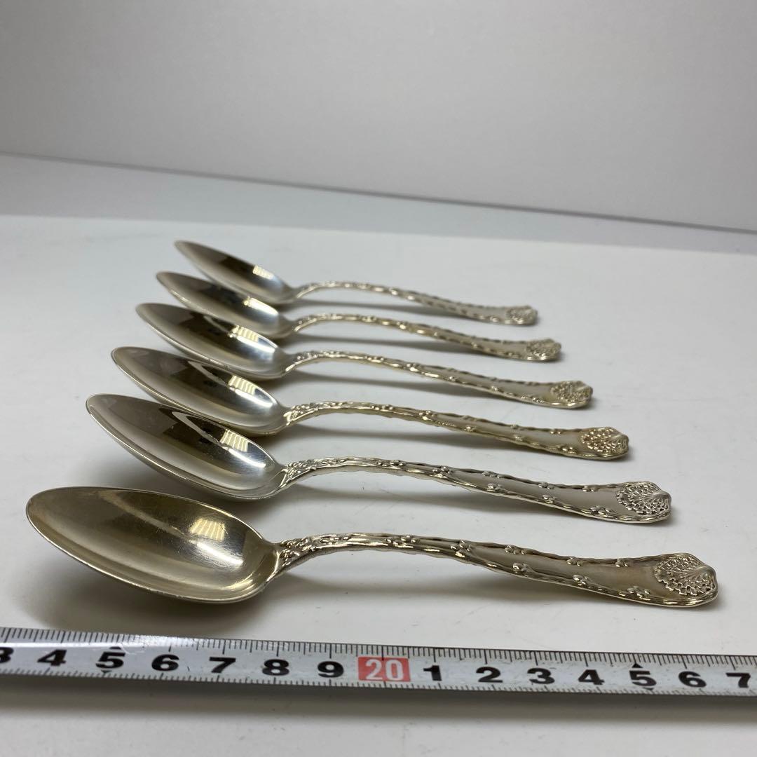 専用　ティファニーsterling刻印　彫金スプーン6点　187g 共袋　トサヒ