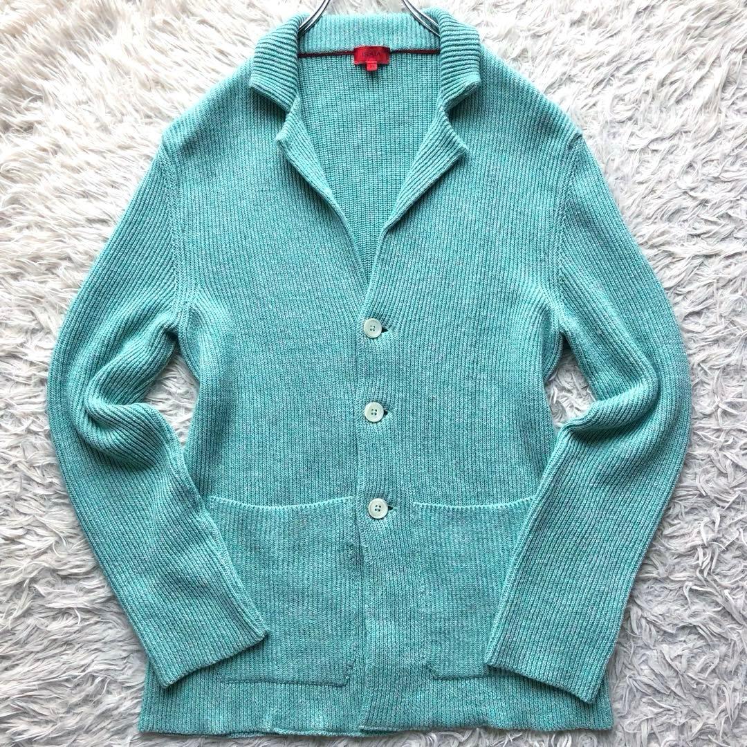 【現行未使用級 リネンコットン】イザイア　ニットテーラードジャケット　イタリア製