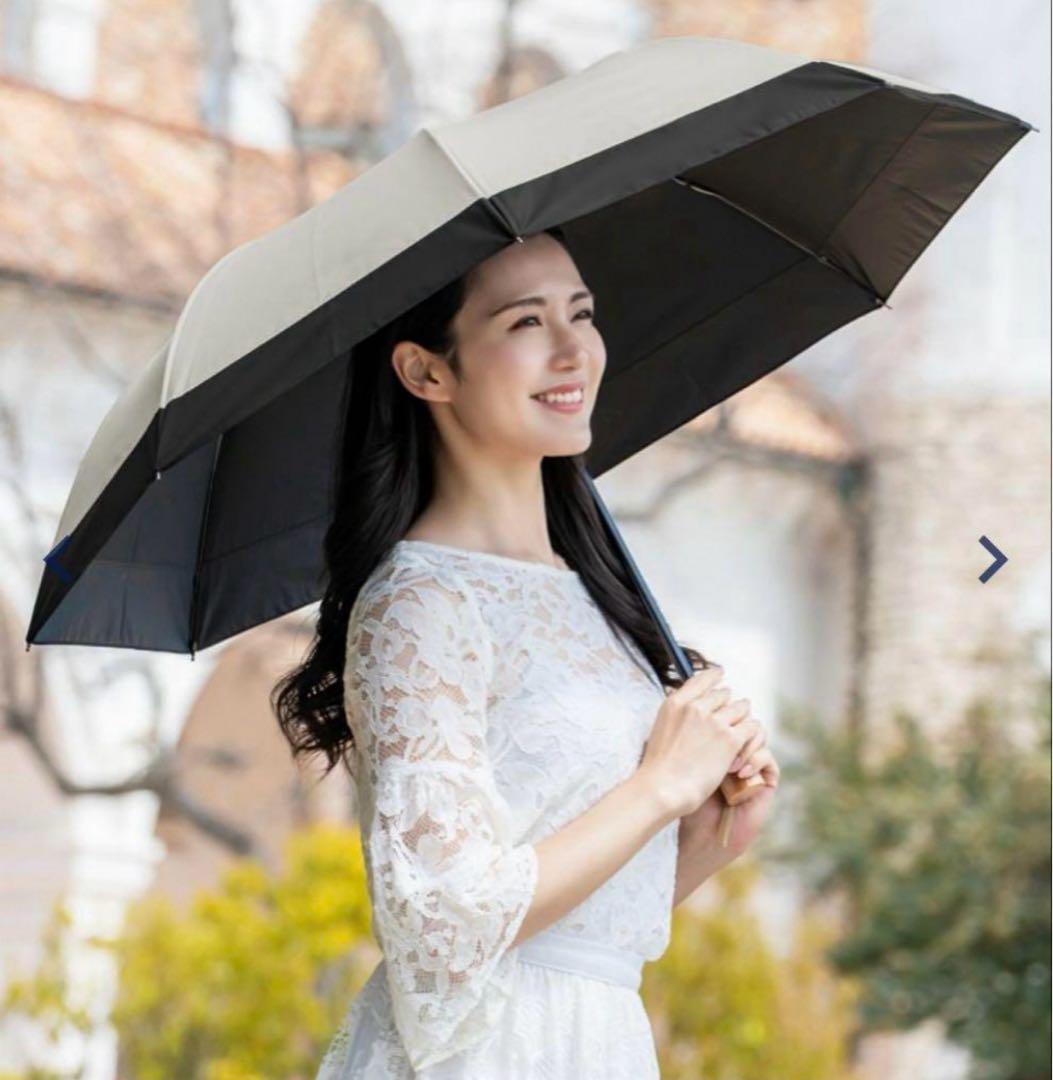 芦屋ロサブラン　日傘　２段折　ミドル　コンビ　曲がり手元　大きめ　簡単開閉