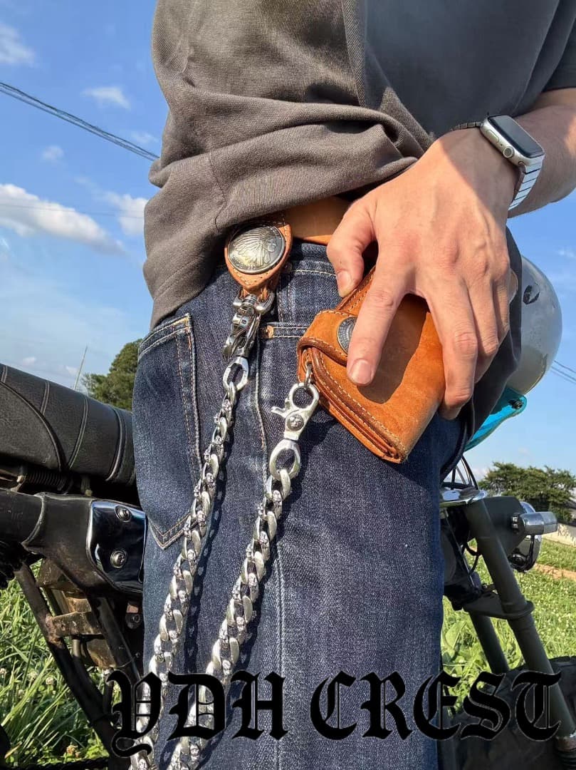 バイカー必須　ウォレット用プレーン　シルバーチェーン　TYPE1　QBKL005