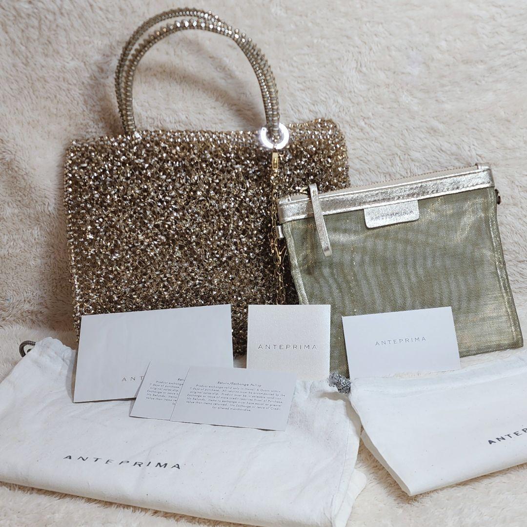 アンテプリマ ゴールド ワイヤーバッグ インナーポーチ ラインストーン 付属品有