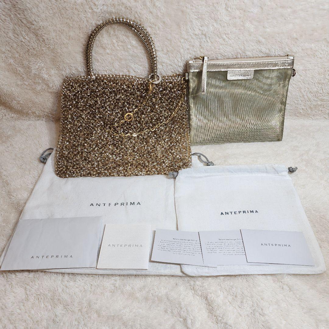 アンテプリマ ゴールド ワイヤーバッグ インナーポーチ ラインストーン 付属品有
