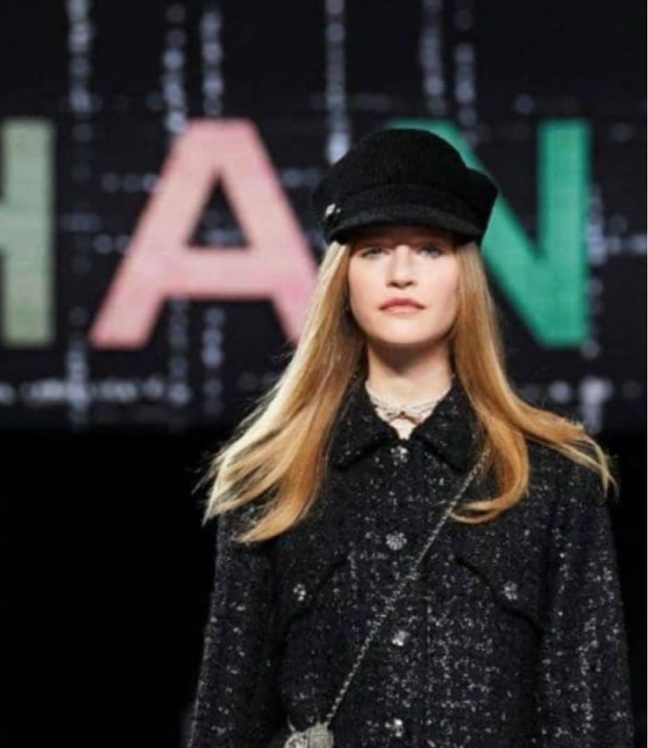 CHANELシャネル帽子キャスケットツイードブラック