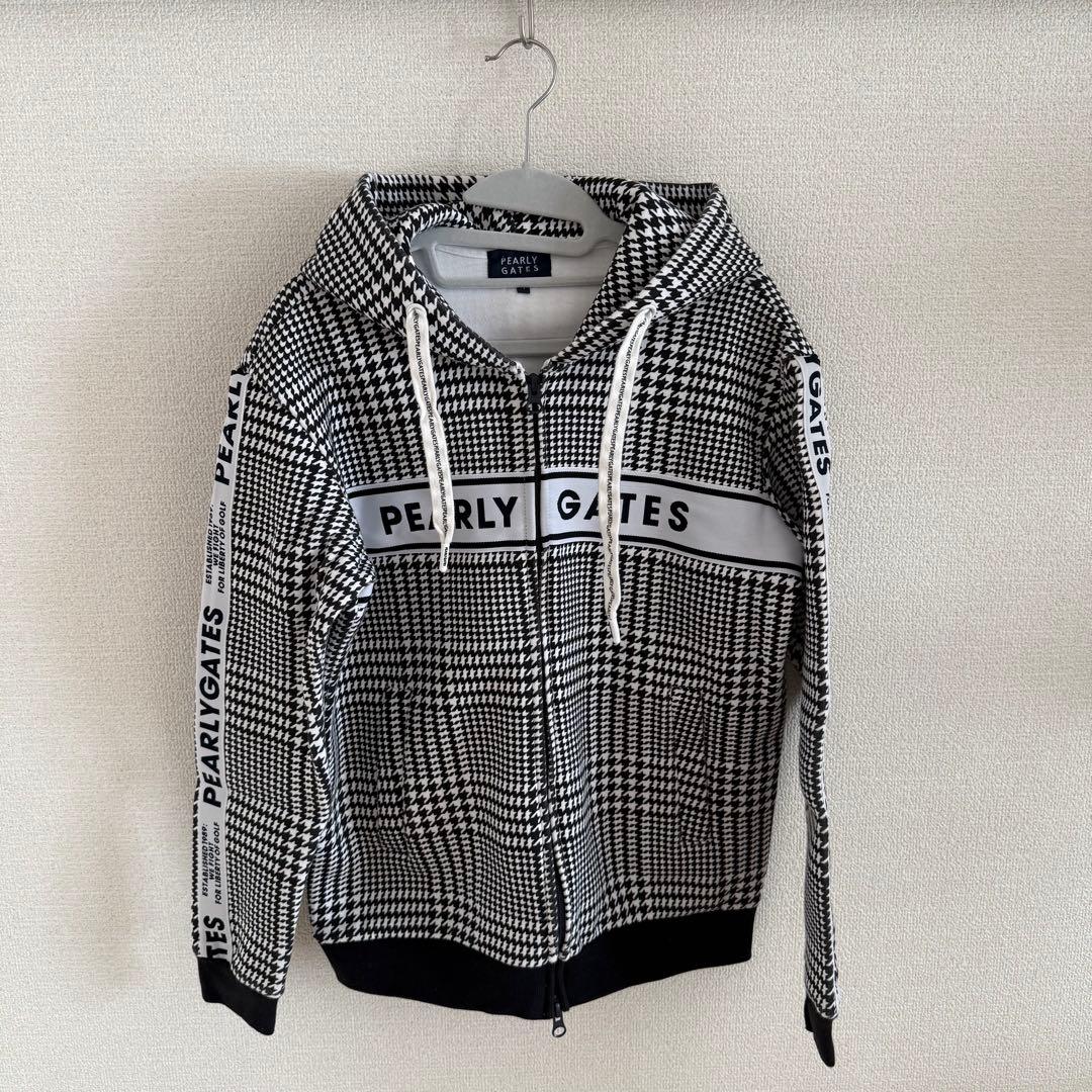 PEARLY GATES チェック柄 裏起毛パーカー