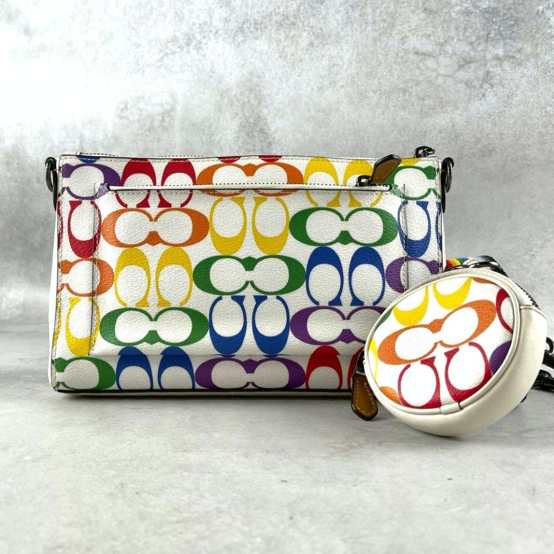 極美品 コーチ ホールデン 2way クロスボディ レザー レインボー ロゴ総柄