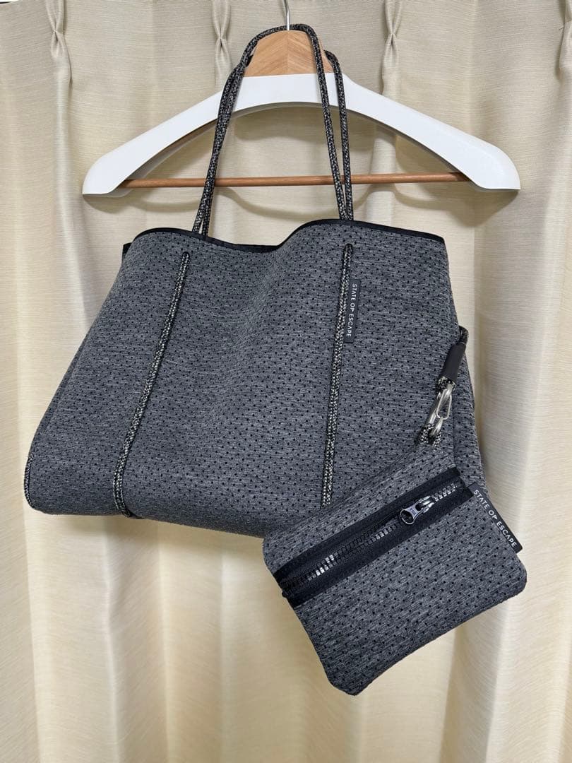 STATE OF ESCAPE グレー トートバッグ ポーチ付き