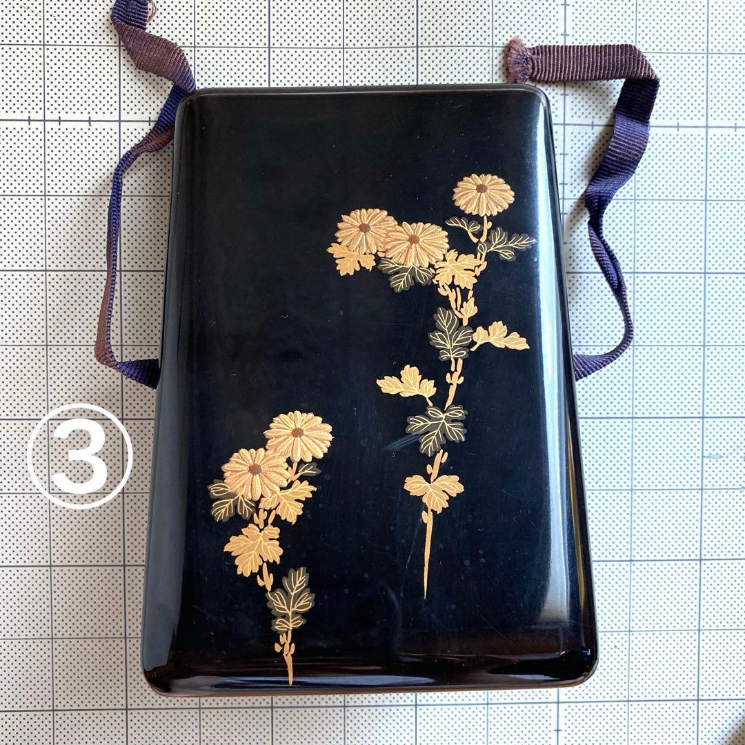 時代 文箱 蒔絵 硯箱 4点セット 菊模様