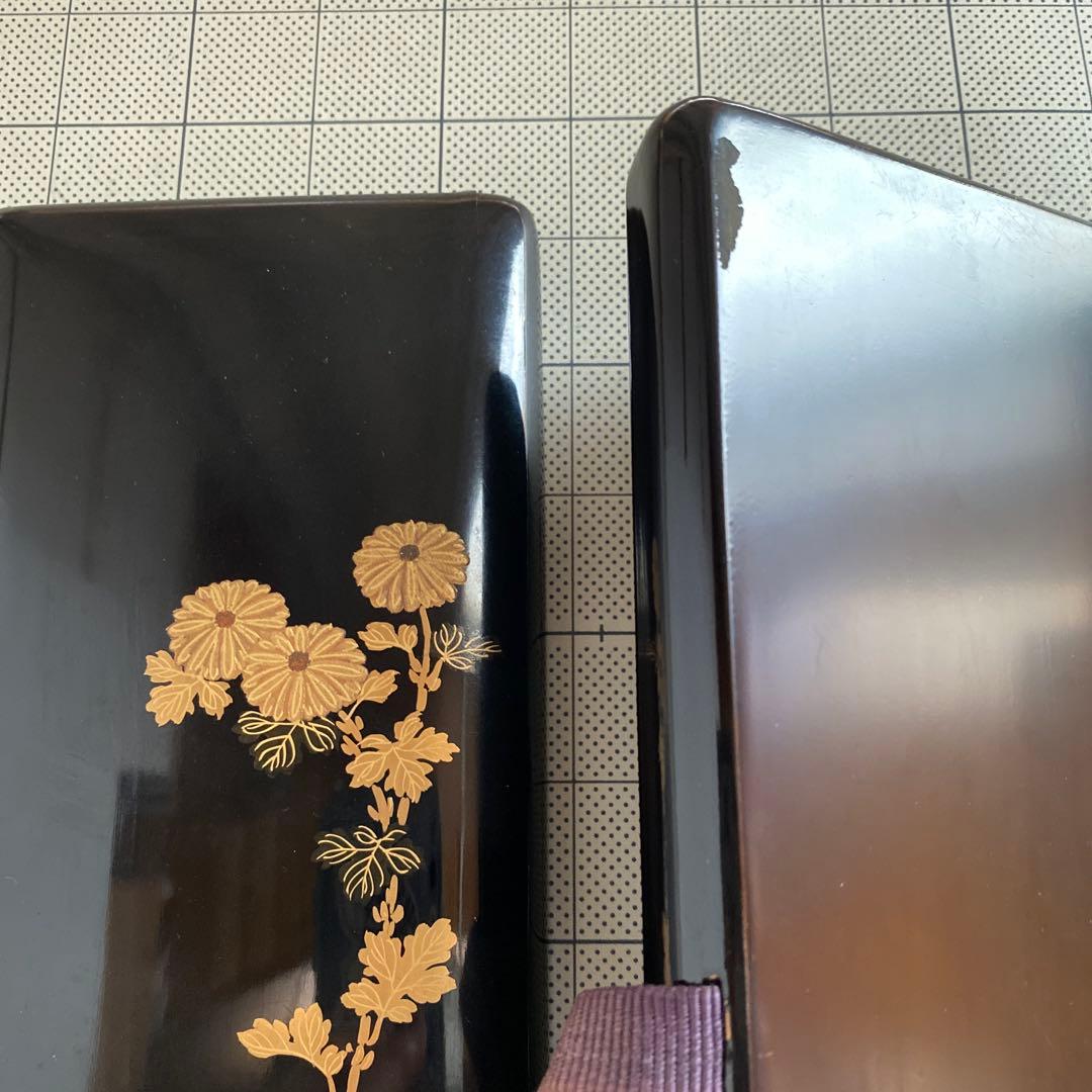 時代 文箱 蒔絵 硯箱 4点セット 菊模様