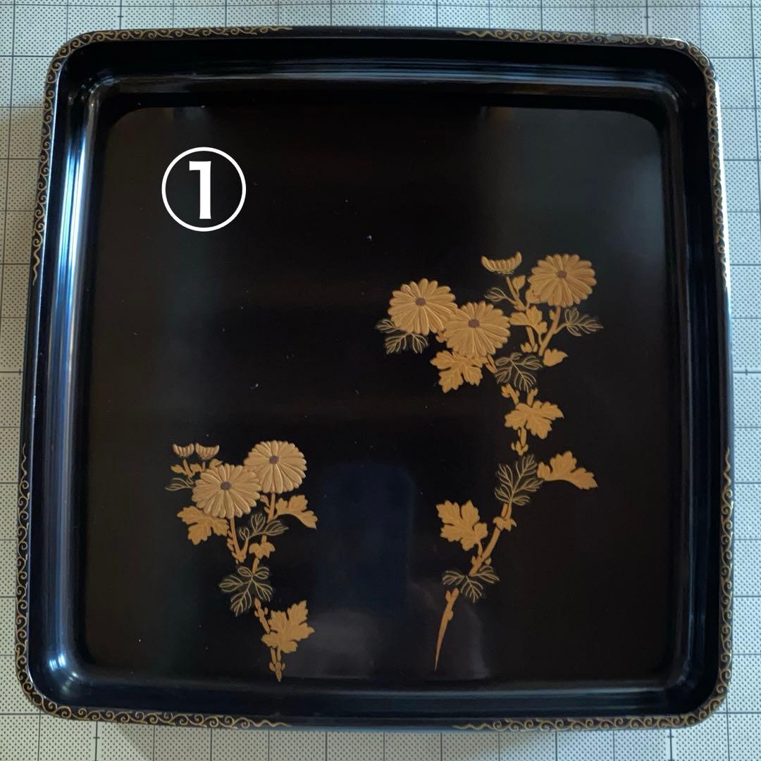 時代 文箱 蒔絵 硯箱 4点セット 菊模様