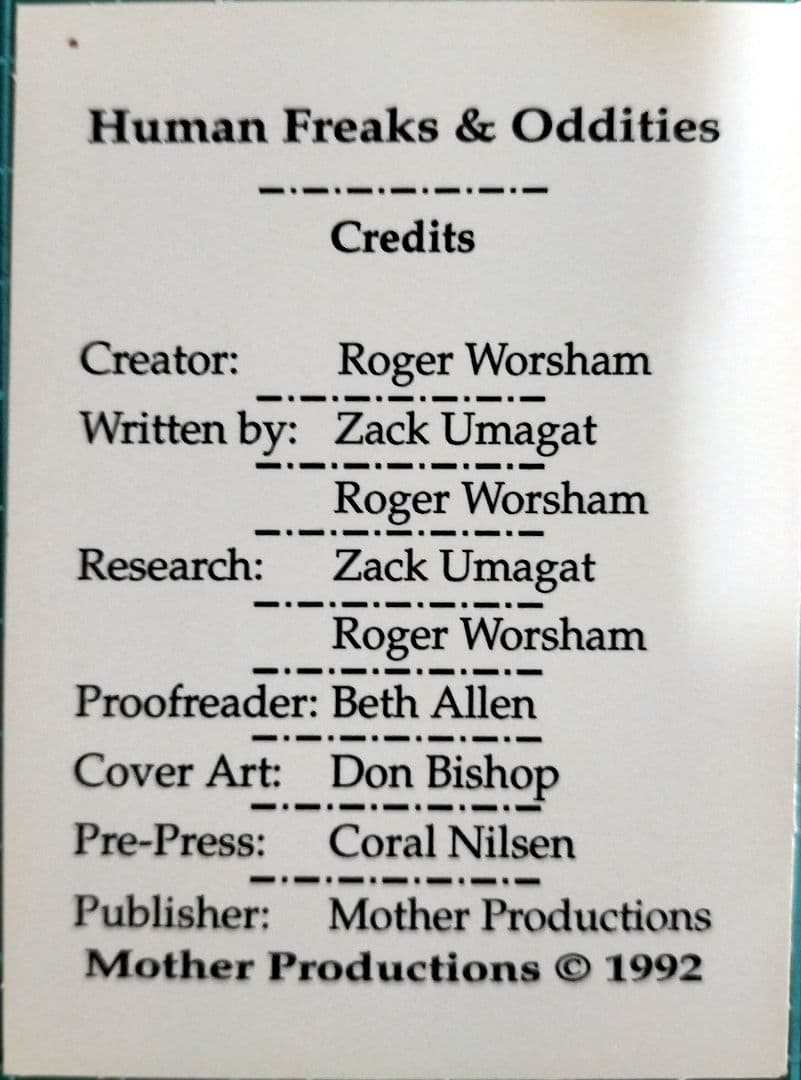 フリークスカード　畸形　見世物小屋　異端　米国製　『希少品』
