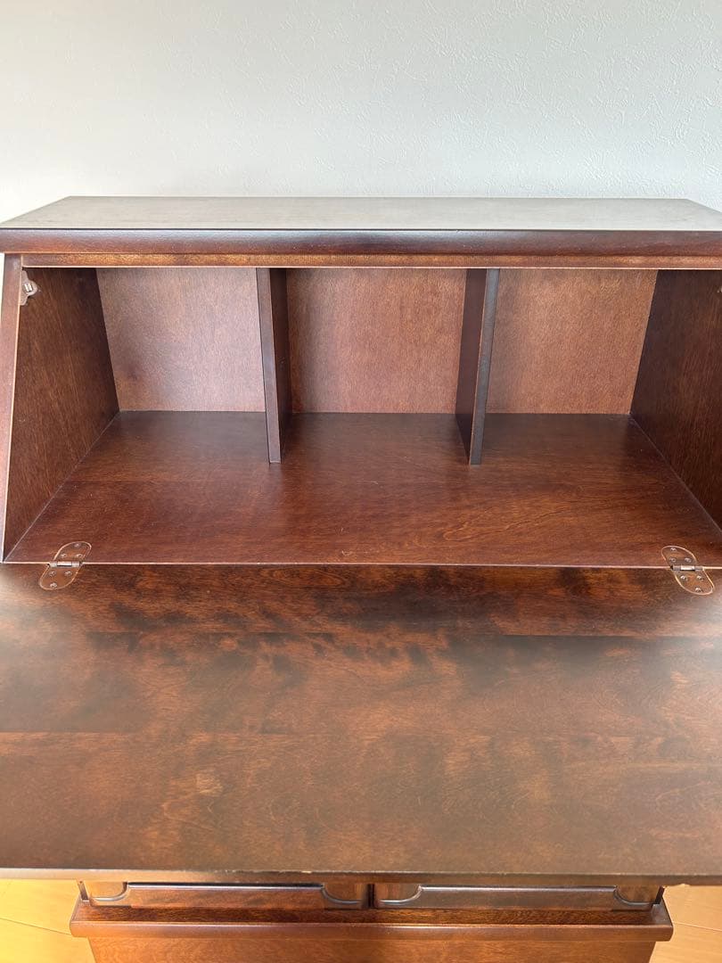 大雪木工 北海道民芸家具 ライティングビューロー 天然木 収納机 学習机