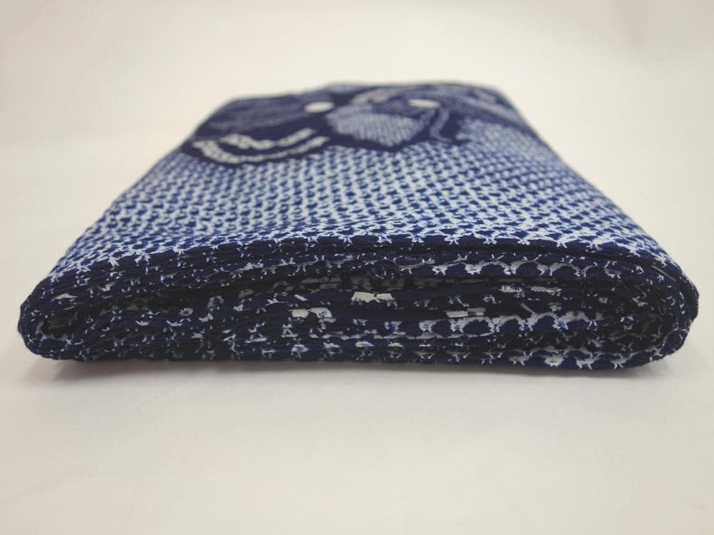新品 有松絞り 浴衣 湯通し済 反物 藍色 蝶 手毬■N70820-2