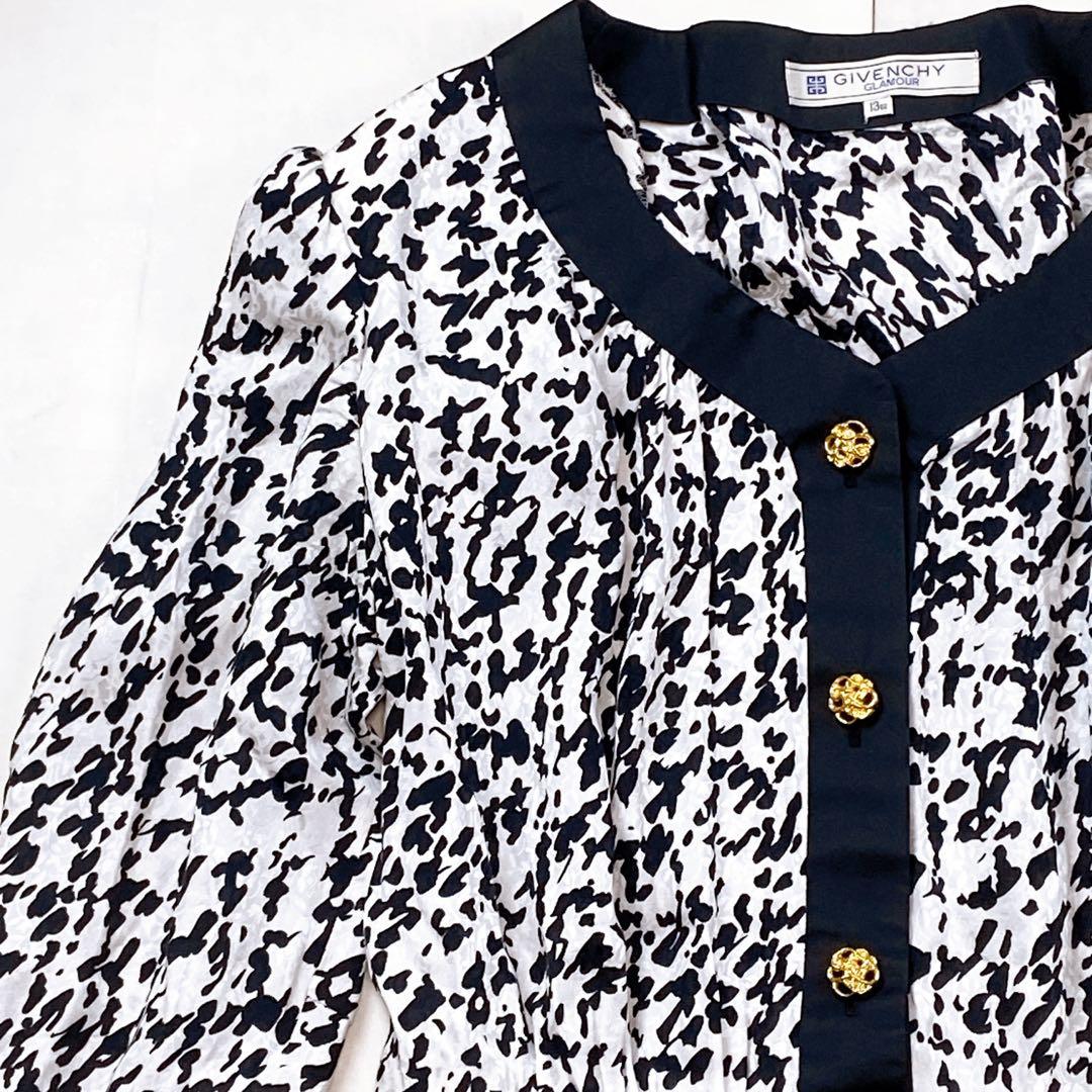 美品 総シルク ウエストゴム ジバンシー 総柄 金ボタン LL 大きいサイズ