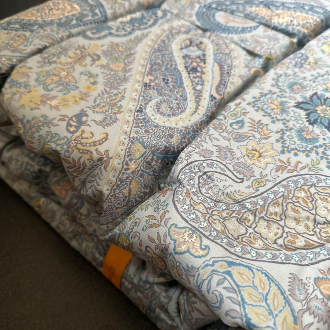 エトロ　ETRO 羽毛肌掛けふとん　羽毛布団　ブルー系 【未使用】