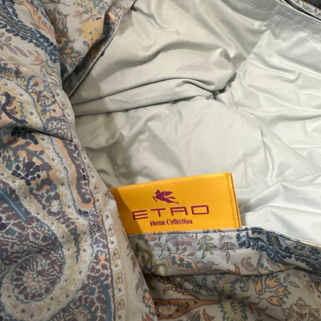エトロ　ETRO 羽毛肌掛けふとん　羽毛布団　ブルー系 【未使用】