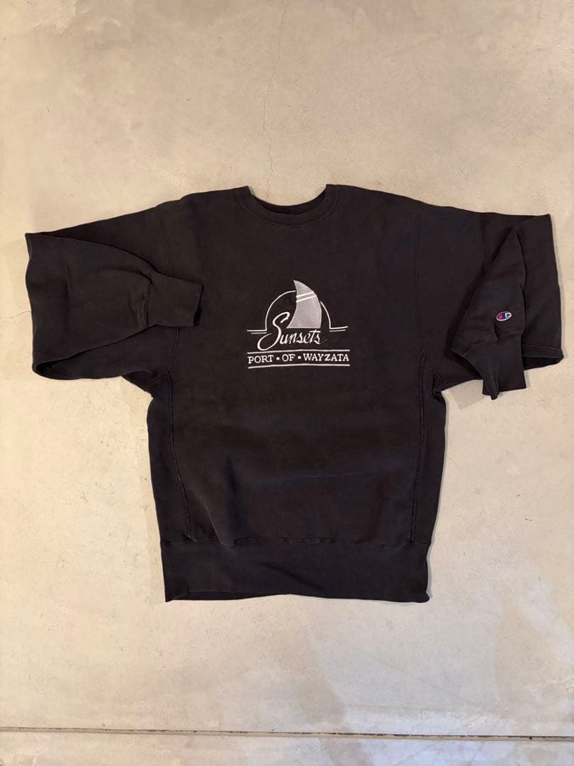 90s チャンピオンリバースウィーブ usa製 XL ブラック　ウェイサタ港