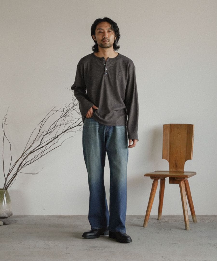 パンツ shiun STRAIGHT SLUB DENIM PANTS