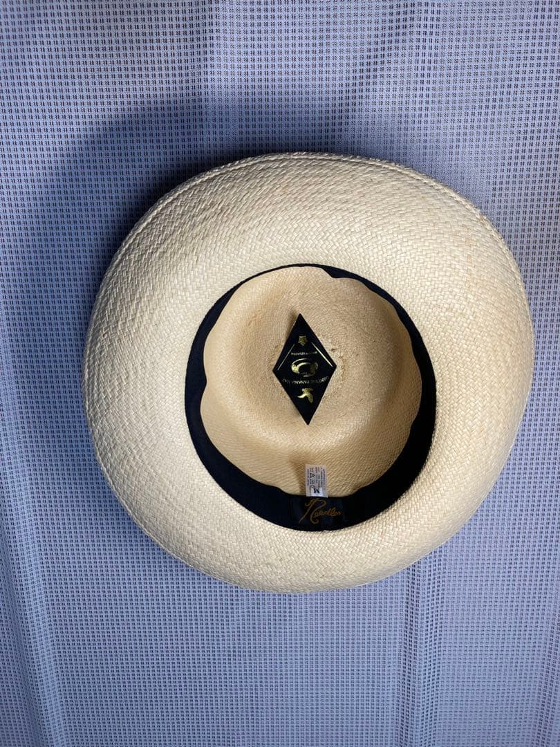 メンズ　超高級　帽子　パナマハット　ベージュ　羽毛リボン　ニードルス　エクアドル