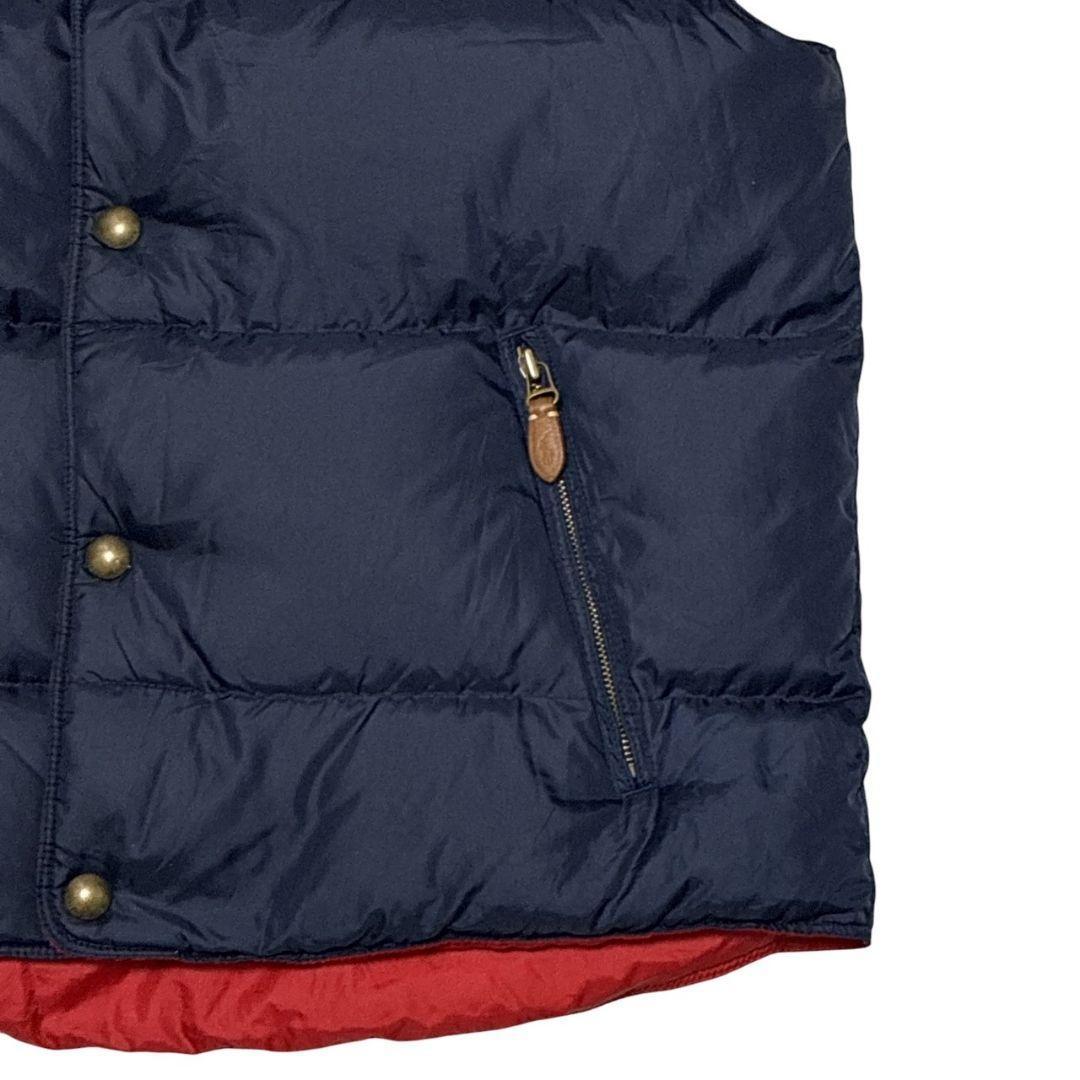 ポロバイラルフローレン リバーシブル ダウンベスト 紺×赤 刺繍ロゴ L