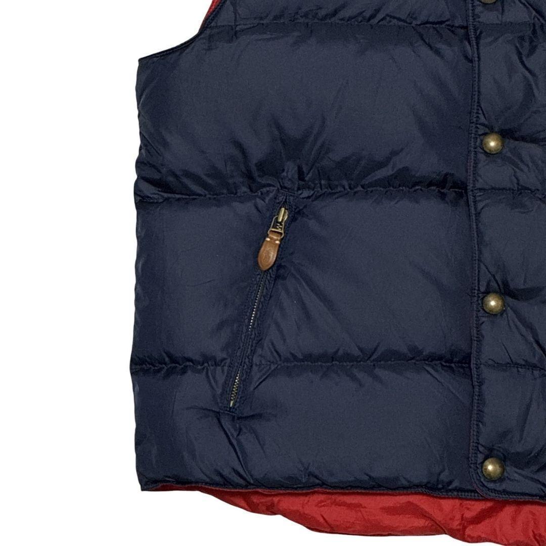 ポロバイラルフローレン リバーシブル ダウンベスト 紺×赤 刺繍ロゴ L