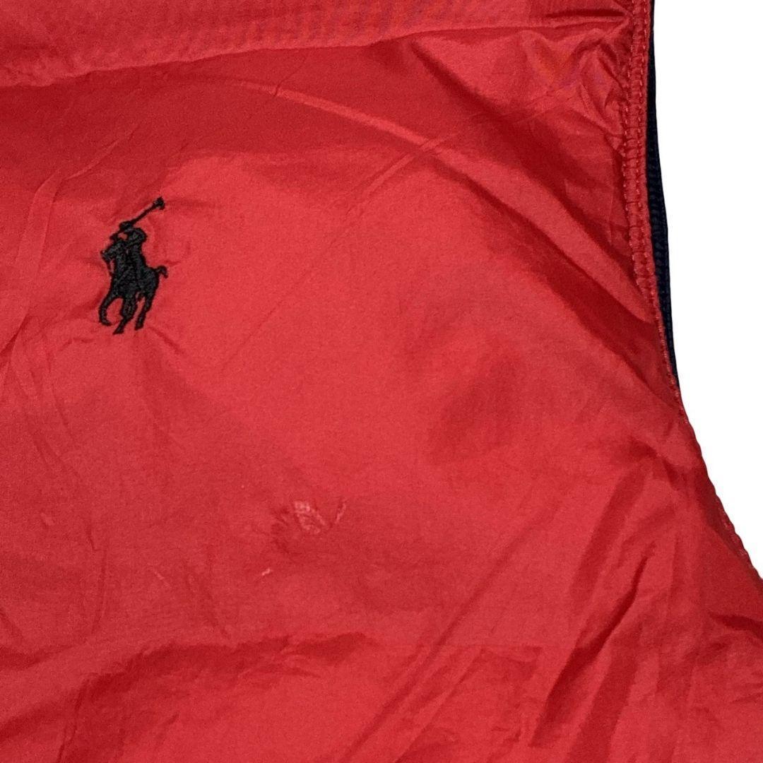 ポロバイラルフローレン リバーシブル ダウンベスト 紺×赤 刺繍ロゴ L