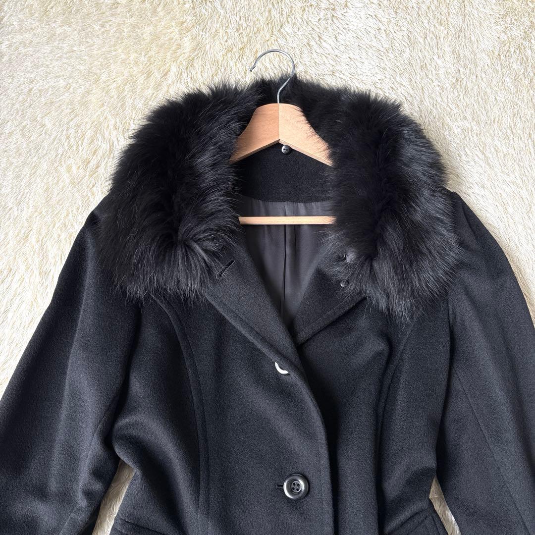 極美品☆SAGA FURS コート　カシミヤ　ブルーフォックス11 Aライン
