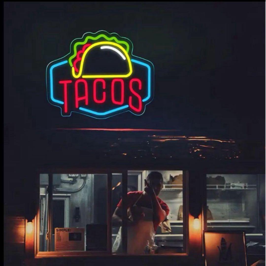 TACOSネオンライト LEDサイン USB タコス看板 店舗用