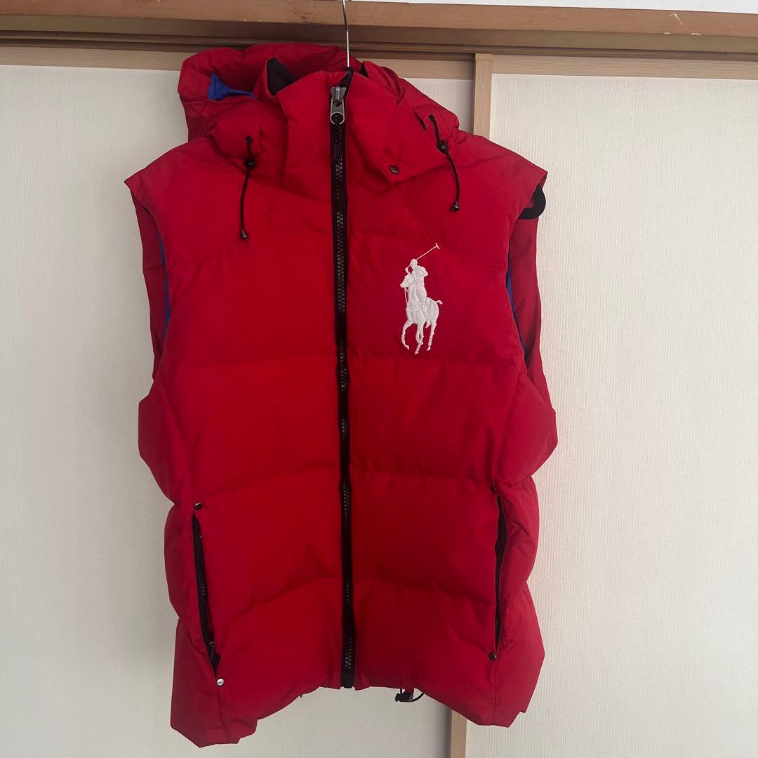 ラルフローレン　Polo Ralph Lauren 赤 フード付ダウンベスト M