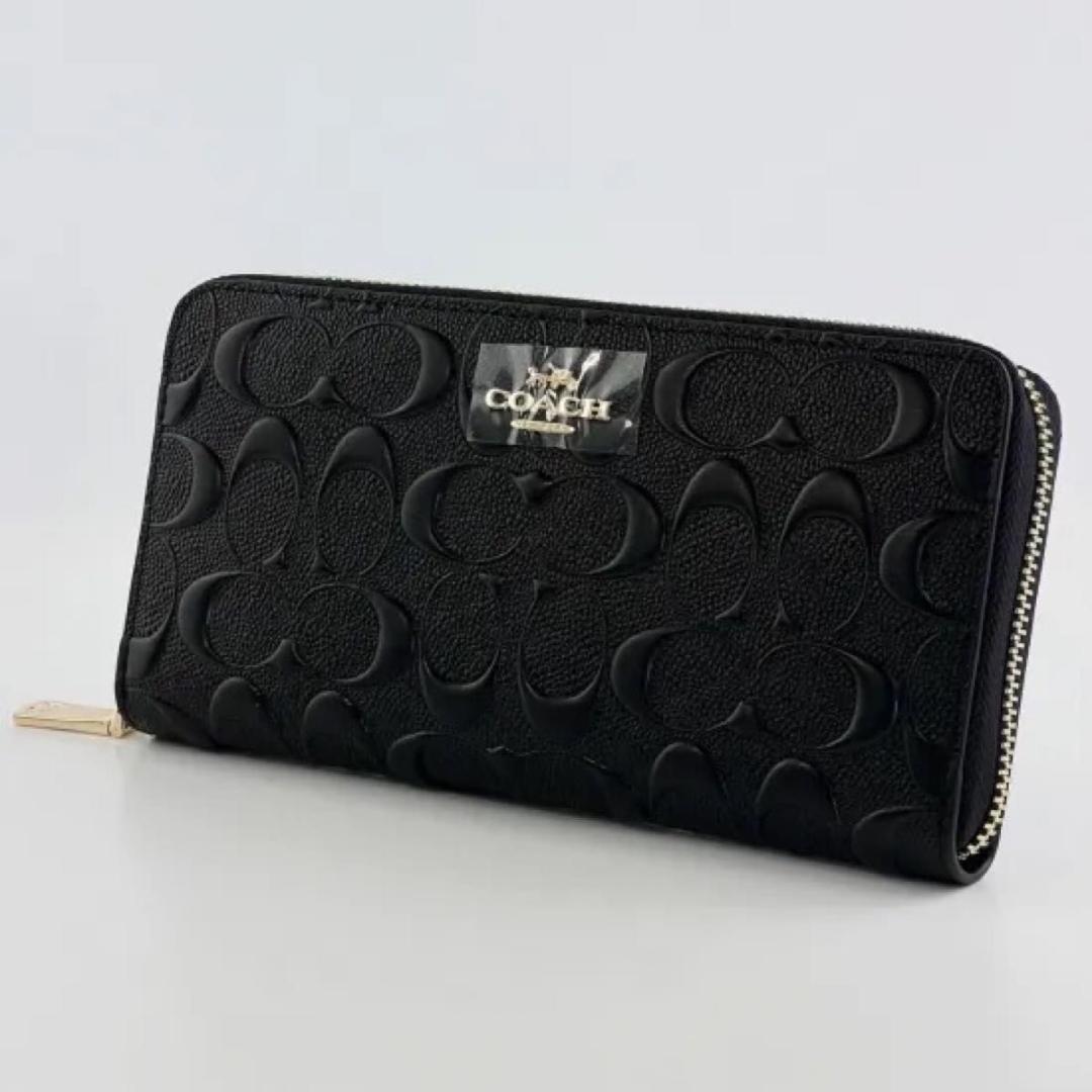 新品 コーチ COACH 黒 ブラック 長財布 ブランド シグネチャー 高級 黒