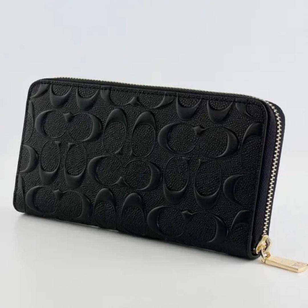 新品 コーチ COACH 黒 ブラック 長財布 ブランド シグネチャー 高級 黒
