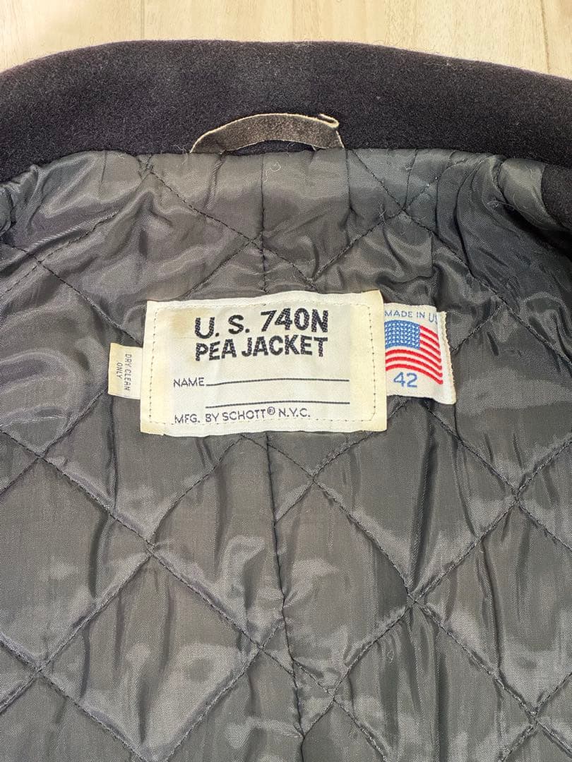 【米国製】Schott 740N Pコート サイズ42 メルトンウール 80s