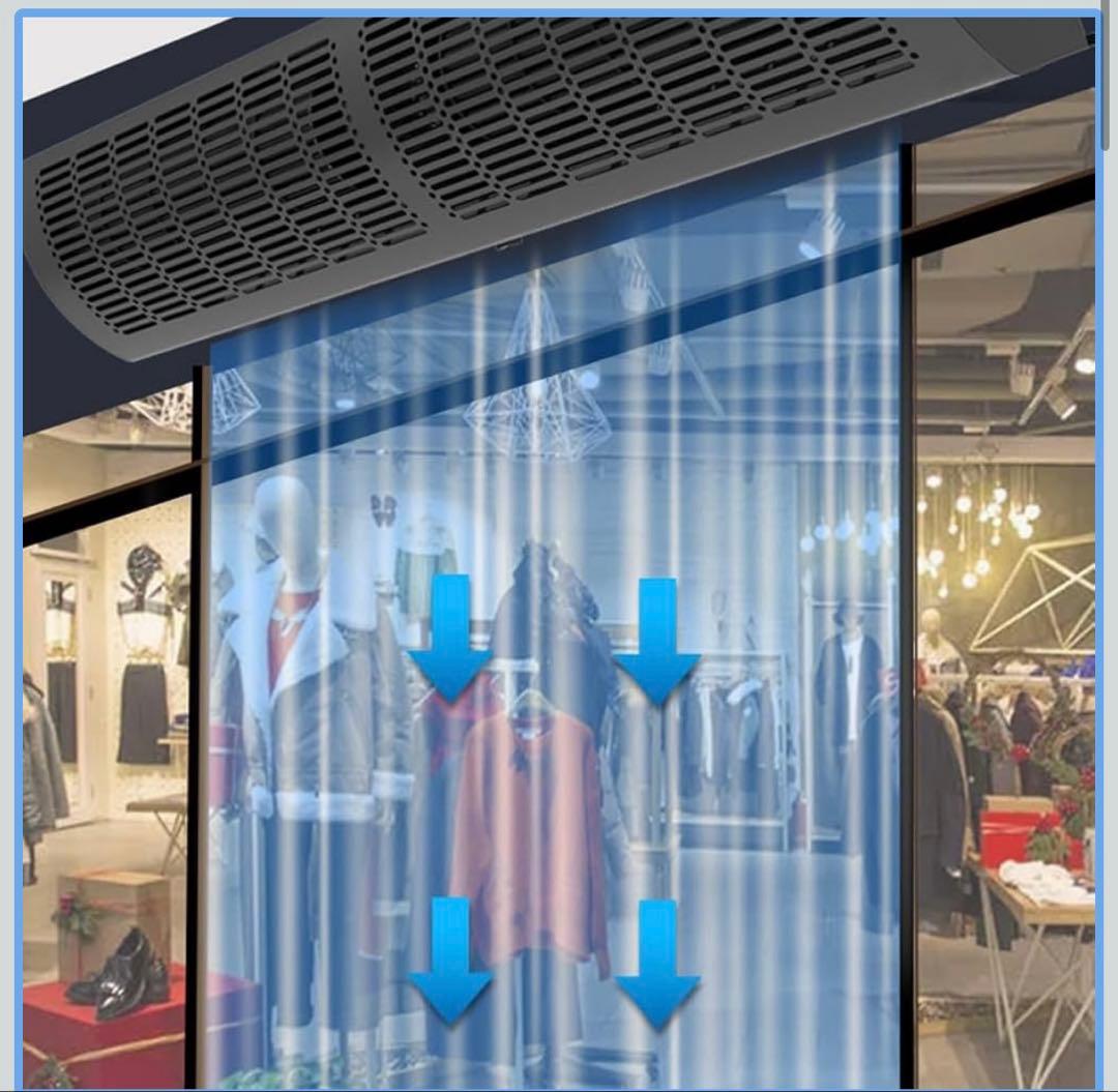 エアカーテンマシン、換気 カーテン 低騒音、2速制御、壁掛け式、簡単な設置、節電