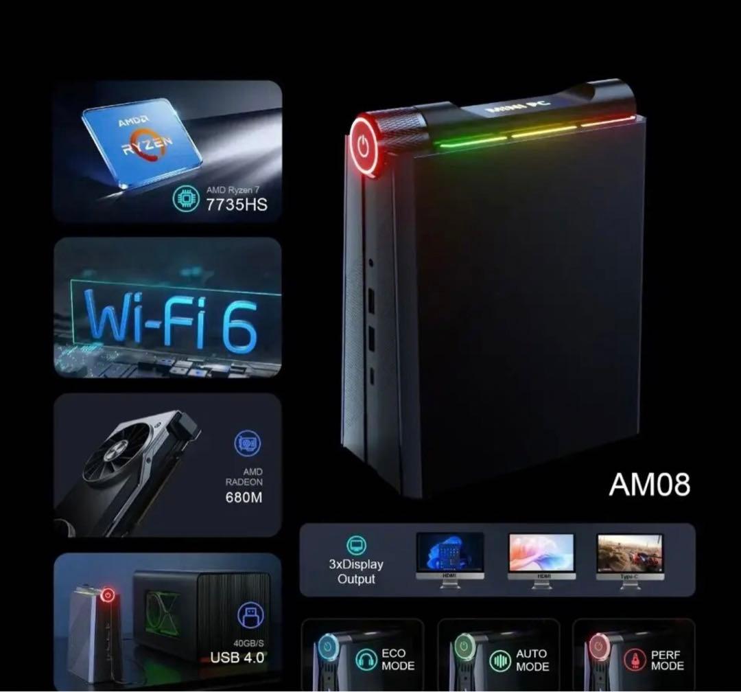 ミニPC AM08 Mini gaming PC Ryzen7-7735HS