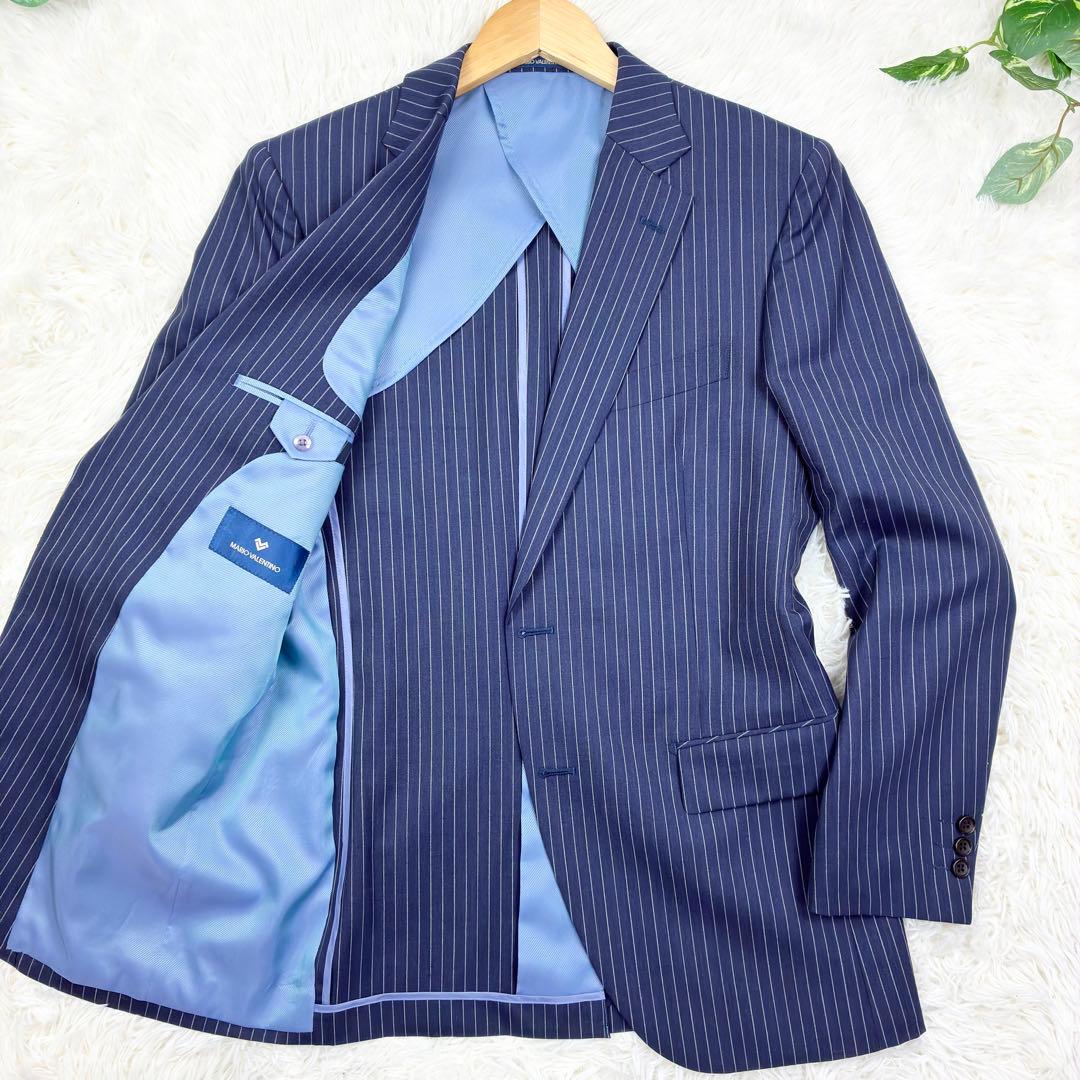 美品　マリオバレンチノ　メリノウール　スーツセットアップ　XL　ネイビー