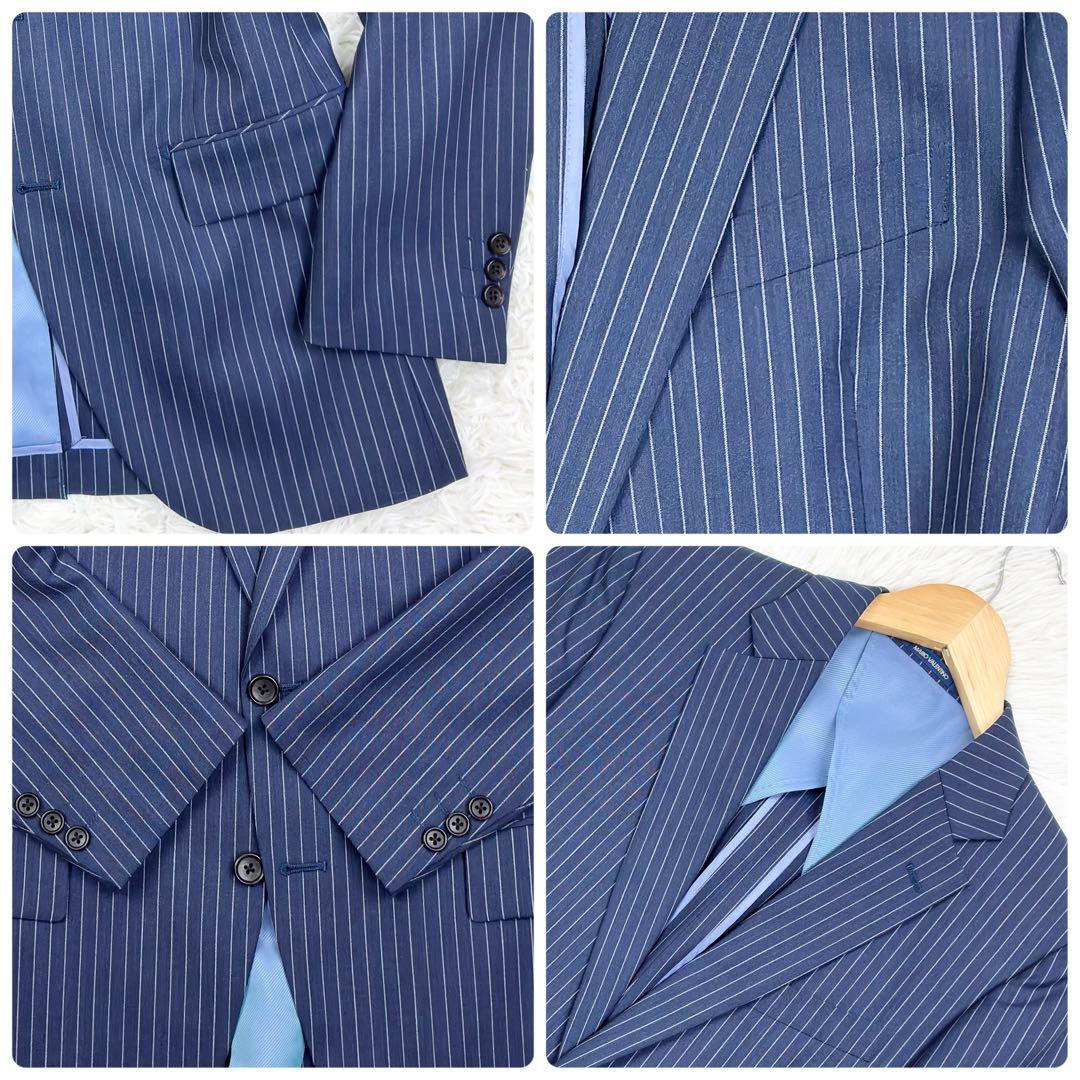 美品　マリオバレンチノ　メリノウール　スーツセットアップ　XL　ネイビー