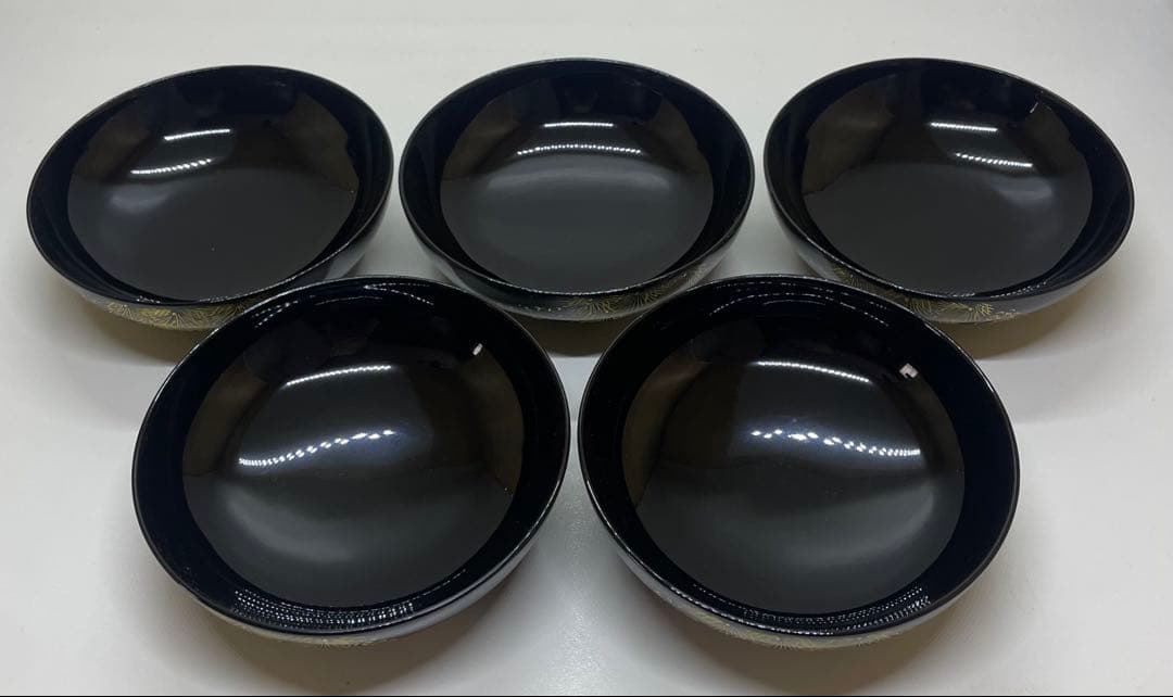 輪島塗　吸物椀　沈金　懐石道具　漆器　5客 　　　f5521