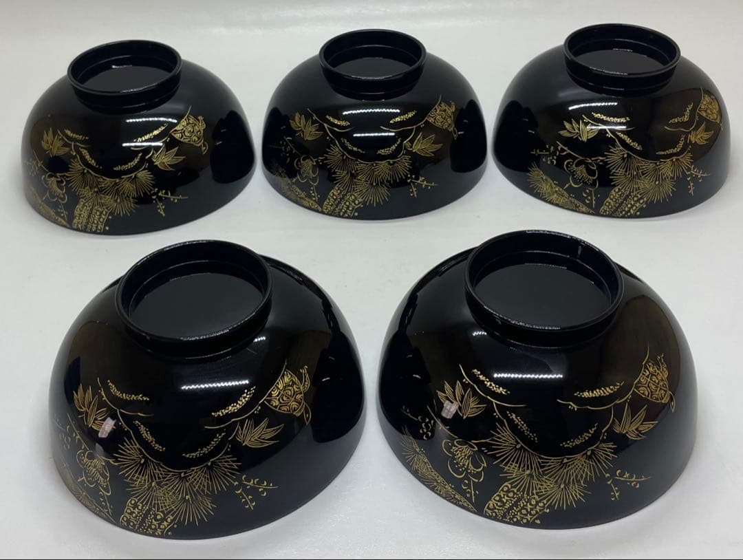 輪島塗　吸物椀　沈金　懐石道具　漆器　5客 　　　f5521